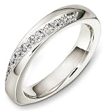 4mm modern white gold diamond wedding band ring (0.11cts diamonds 14K Gold)