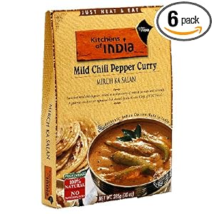 6-Pack of Kitchens of India Ready To Eat Mirch Ka Salan, Mild Chili Pepper Curry Dinner $4.44