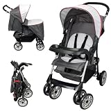 Poussette 4 roues - Gris- rouge