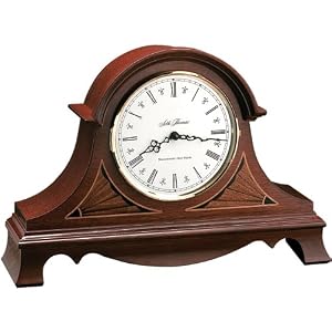 Seth Thomas Emperor Stained Brown Hardwood Case with White Dial Tambour Shaped Inlaid...