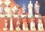 DELUXE HAND PAINTED EGYPTIAN V. ROMAN CHESSMEN SET