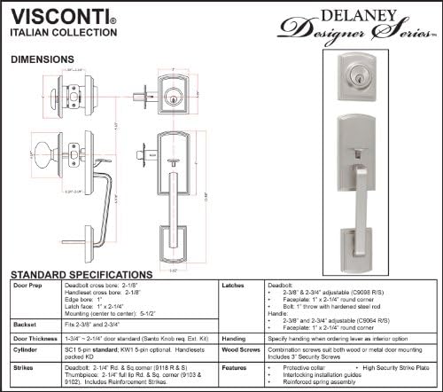 Delaney Designer Series Oil Rubbed Bronze Visconti Handleset with Santo Interior Knob