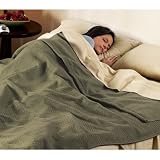 Sunbeam King Slumber Rest Luxury Herringbone Oregano Green Electric Heated Warming Blanket