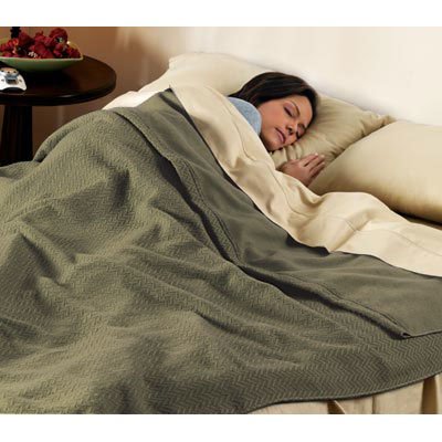 Sunbeam Queen Herringbone Slumber Rest Luxury Oregano Electric Heated Blanket