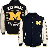 Michigan Wolverines Navy Blue Youth Champions Pleather & Wool Jacket