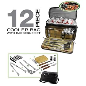 12-Piece Stainless-Steel BBQ Tool Set with 14 Can Cooler by 