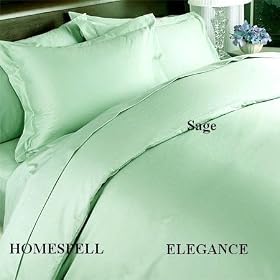 Elegance Egyptian Cotton 800 Thread Count 3 - Pc Solid Sateen Duvet Cover Sage Full.