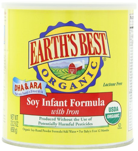 Earth's Best Organic Soy Infant Formula with Iron, ARA, & DHA, 23.2 Ounce Cans (Pack of 4)