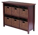 3-Tier Storage Shelf with 6 Baskets - Walnut