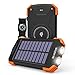 Solar Power Bank, Qi Portable Charger 10,000mAh External Battery Pack Type C Input Port Dual Flashlight, Compass (IPX4 Splashproof, Dustproof, Shockproof, Solar Panel Charging, DC5V/2.1A Input)