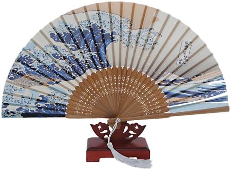Japanese Design Silk Handheld Folding Fan, Silk Model -Ocean Wave!!!