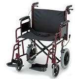 NOVA 332 Lightweight Transport Chair with Detachable Arms, Hand Brakes and 12 Rear Wheels, 22, Blue