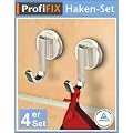 WENKO 4er Set Handtuchhaken ProfiFIX - ohne Bohren - selbstklebend - Haken - Handtuchhalter