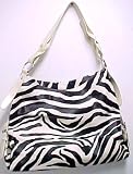 Large Black / White Zebra Print Shoulder Bag Purse