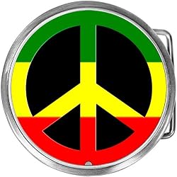 Circle Rasta Peace Sign Belt Buckle