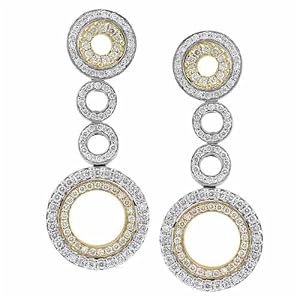 18K Two Tone Multi Loop Diamond Fashion Earrings