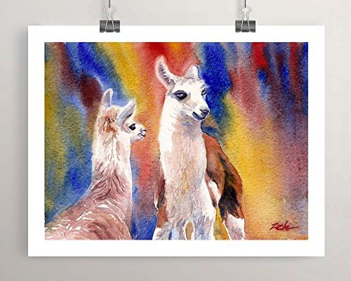 Baby Llama Print Watercolor Animal Art by Janet Zeh
