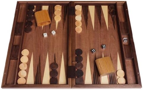 Classic Wood Backgammon Set - 19" Walnut Inlay Board, Elegant Handcrafted Game