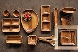 Rustic Acacia Wood Square Platters Set4