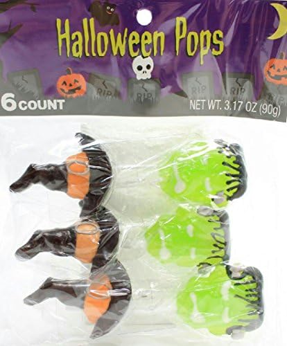 Bundle: 2 Items: 1 Pack 3 Each Witch Hats & Frankenstein Halloween Pops Lollipops, 1 Pack 3 Each Jack O' Lanterns & Ghosts