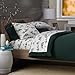 Amazon Brand – Pinzon Lightweight Cotton Flannel Sheet Set - Queen, Winter Village Cadet Forest Green