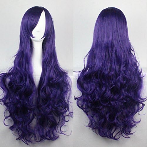Womens/Ladies 80cm Purple Color Long CURLY Cosplay/Costume/Anime/Party/Bangs Full Sexy Wig(80cm,Curly,Purple)