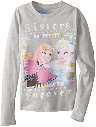 Disney Little Girls' Frozen Anna and Elsa Sisters Forever T-Shirt, Heather Grey, 5/6