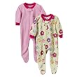 Infant Girls' Gerber 2pk Flowers Blanket Sleeper Pink/Green