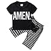Little Boys Short Sleeve Letters Print T-shirt and Striped Shorts Outfit