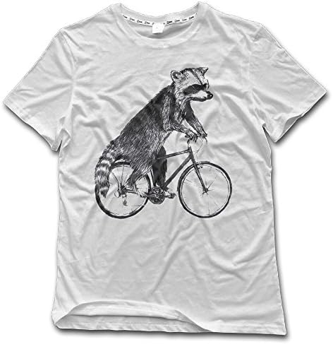 Raccoon On A Bicycle Short Sleeve Cotton Tees For Mens