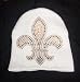 Gold Saints Fleur De Lis Ski Snowboard White Beanie Cap
