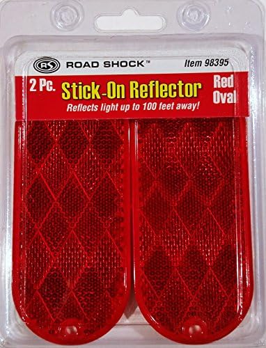 Road Shock Stick-On Reflector, Red Oval, 2-Pack