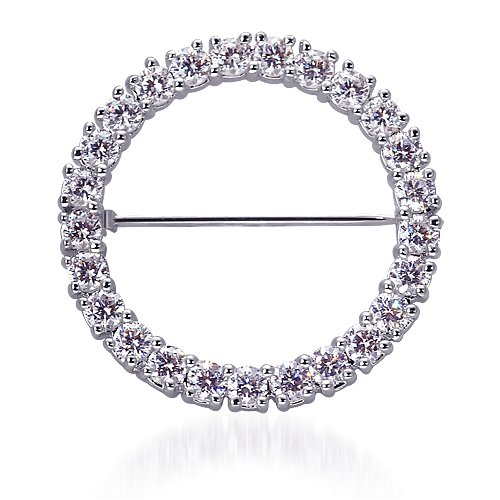 Childrens Toyshop  Jewelry : Gorgeous and Rich Circle of Lights: Sterling Silver Antique Style Circle Pin with Cubic Zirconia