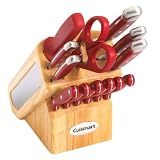 Cuisinart 14-Piece Triple-Riveted Knife Set With Bonus 7-Inch Santoku, Red