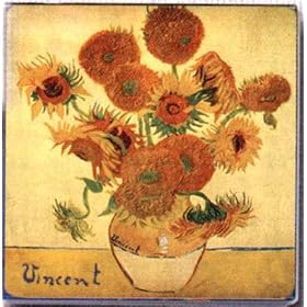 Sunflowers by Van Gogh Fine Art Glass Coasters Set by LAMPS BEAUTIFUL