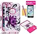 iPhone 5C Case ,OMIU(TM)Hybrid High Impact 3-Piece Gorgeous Purple Flower Pattern Hard Back Case Cover For Apple iPhone 5C(Rose Red+Purple),Sent Screen Protector+Stylus+Cleaning Cloth