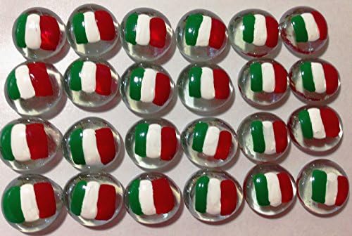 Jazzy Glass Gems, Hand Painted Set of 24; Italian Flag - Party Supplies, Party Favor, Decoration, Crafts, etc.