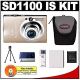 Canon PowerShot SD1100 IS Digital Camera (Gold) with Spare NB-4L Battery + Case + Cameta Bonus Accessory Kit
