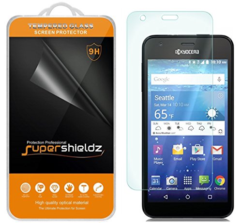 Supershieldz® Kyocera Hydro Wave / Hydro Air Tempered Glass Screen Protector, Ballistics Glass 0.3mm 9H Hardness Featuring Anti-Scratch, Anti-Fingerprint, Bubble Free -Crystal Clear - Retail Packaging