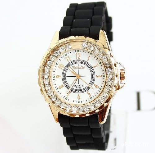Rhinestone Women's Watch Silicon Band Luxury Brand Dress Watch Fashion Lady's Wristwatches WAMAGE-01