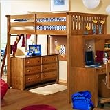Full Lea My Place Wood Loft Bunk Bed in Maple Finish