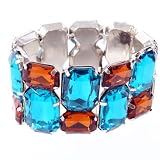 Review The Tribeca Gift Company  / Chunky Cut Glass Effect Bracelet Sapphire Blue & Amber
