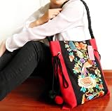 Women's Shoulder Messenger bag embroidered flowers flowers