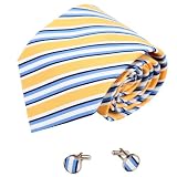 Y & G Streifen Krawatten Manschettenknöpfe Accessoires - Gelb, Gold A2059