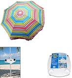 Rio Brands 6ft Multi Colored Beach Umbrella with Mini Square Table