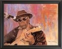 African American Black John Hooker Guitar Music Picture Black Framed Art Print