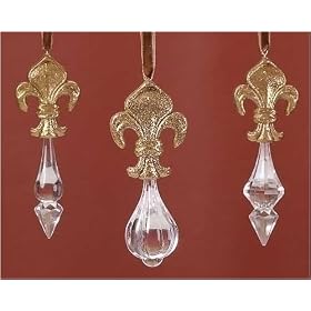 Club Pack of 12 The Gift Fleur-de-Lis Finial Drop Christmas Ornaments