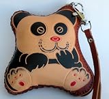 Unique Leather Craft ,Leather Arts -100% Handmade Multi Function Full Grain Cowhide Leather Hand-Made Coin Purse Wallet w/ Heat Stamp ,The Most Hi-End Hand-Held Zipper Purse Plus Key Holder Function - Elegant Panda Designs,Durable Grain Cowhide Leather,Convenient Handy Size at 4