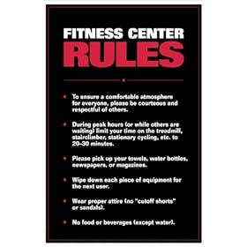 Click here to buy Fitness Center Rules Fitness Chart.