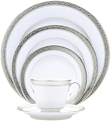 Noritake Crestwood Platinum 20-Piece Dinnerware Place Setting, Service for 4